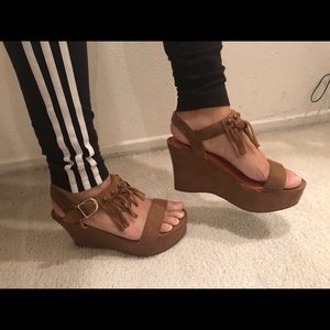 Faux suede wedges